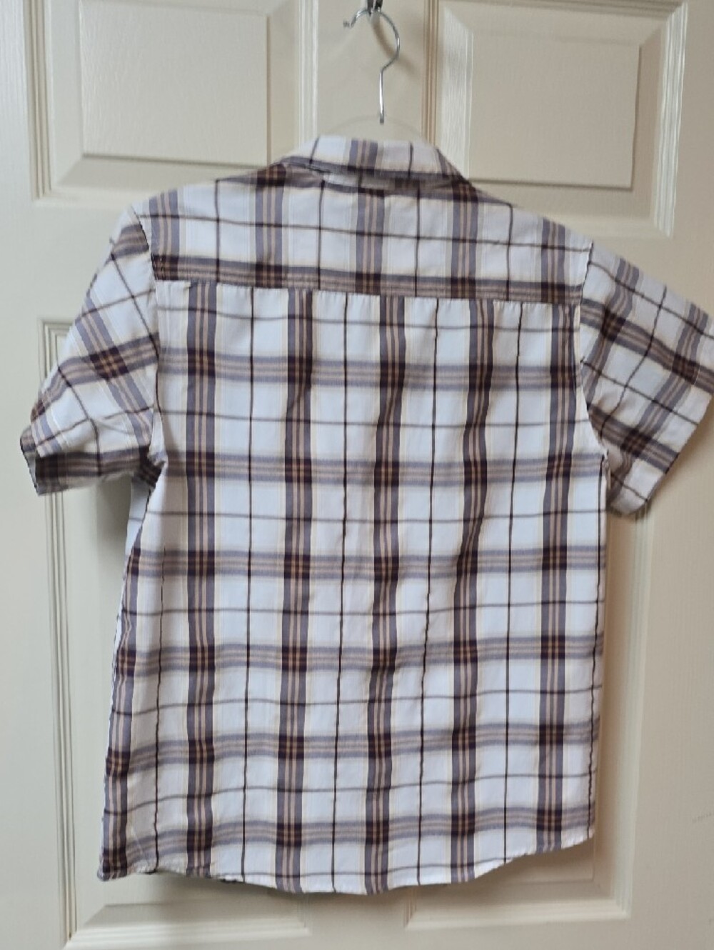 Eighth Avenue | Boy's |Short-Sleeve | Plaid | Button-Up | White & Brown| Size 16 - Picture 6 of 6